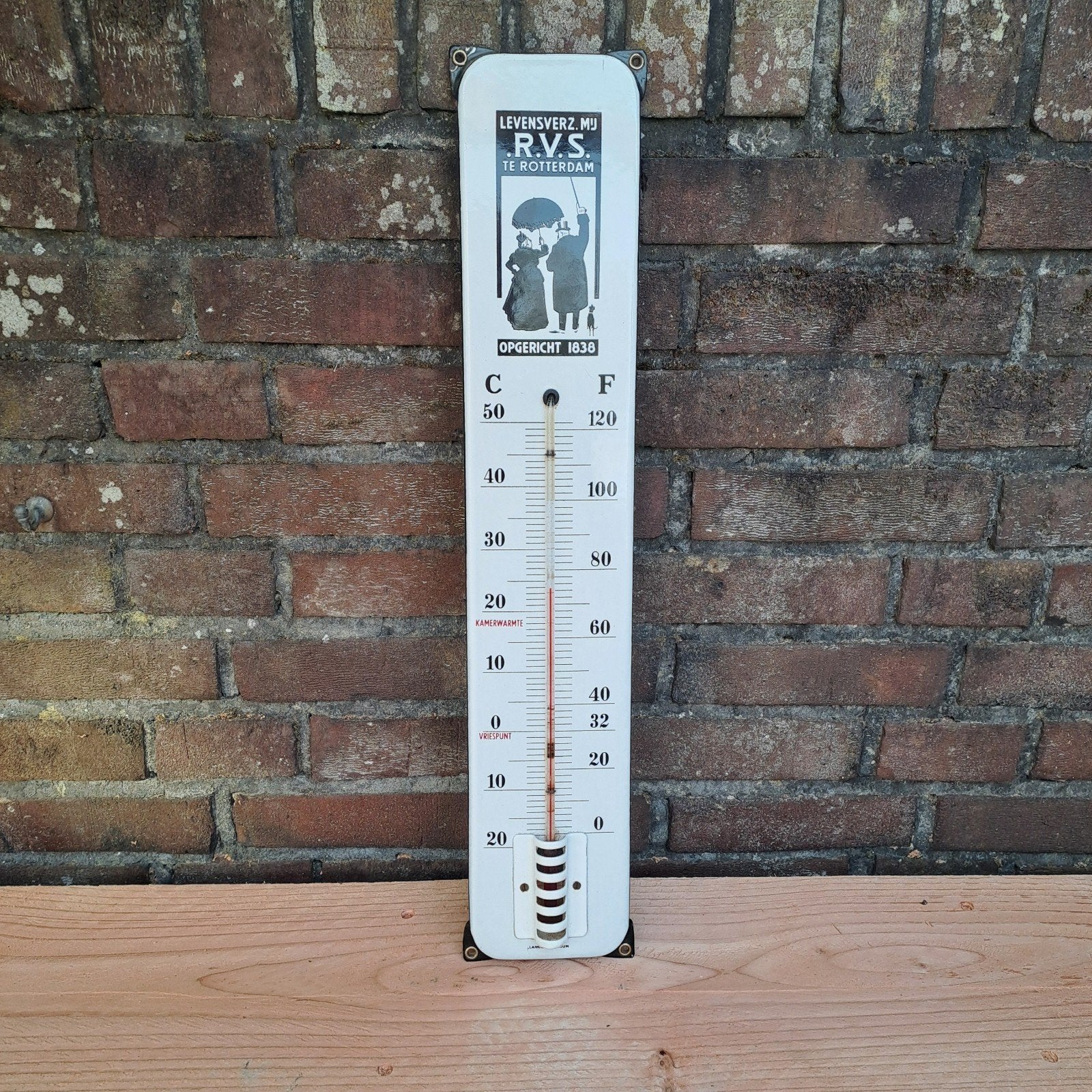 rvs thermometer langcat emaille reclamebord, Ophalen of Verzenden, Zo goed als nieuw, Gebruiksvoorwerp