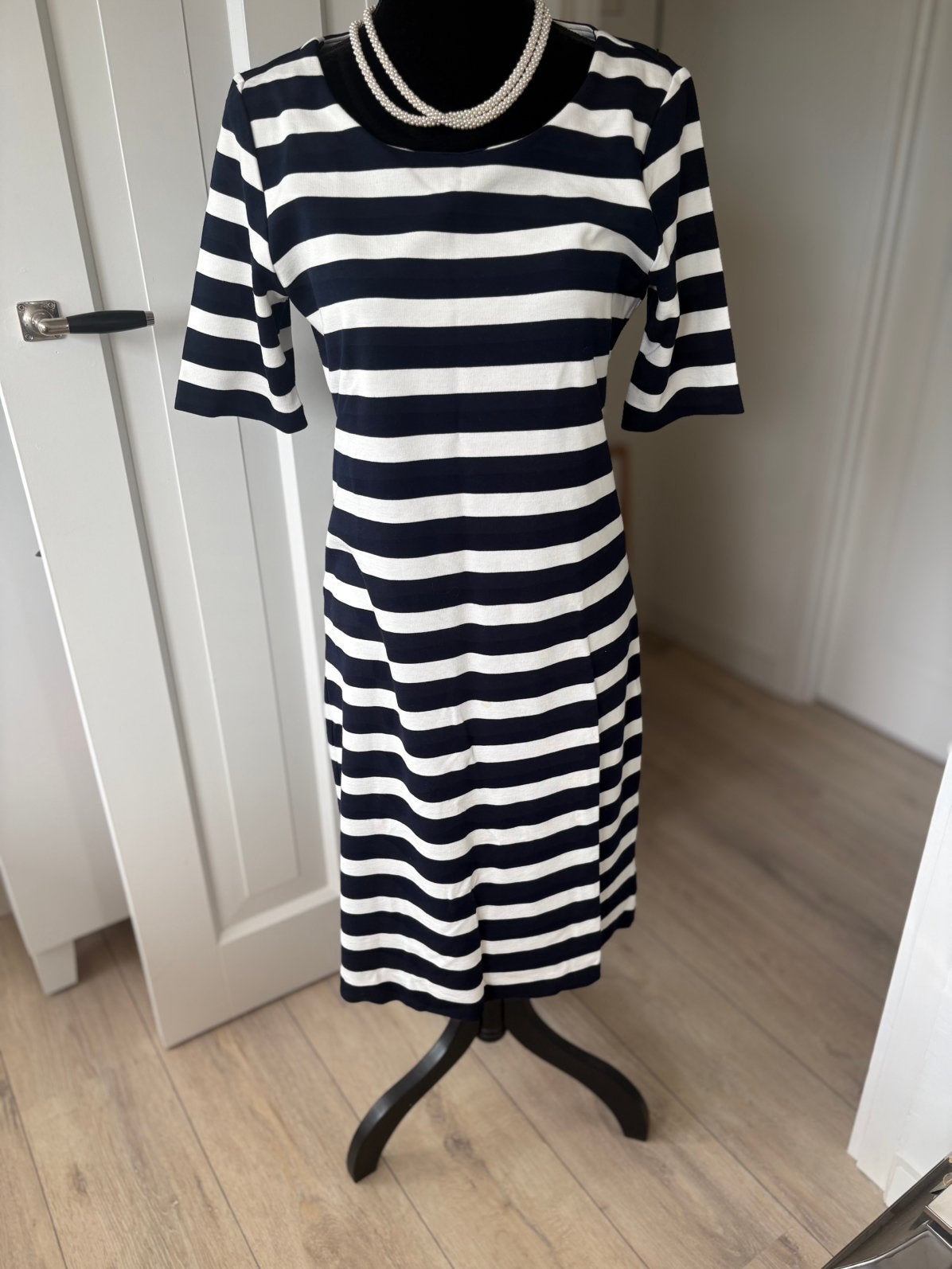 Bretonse streep jurk dblauw/offwhite 38/40 M nieuw, Kleding | Dames, Ophalen of Verzenden, Zo goed als nieuw, Maat 38/40 (M), Wit