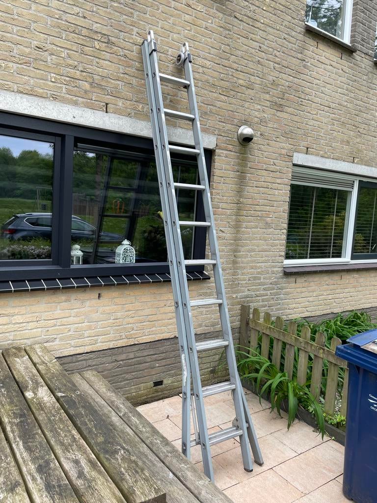 Dirks Tweedelige Uitschuifbare Ladder 2x 3.25m, Gebruikt, Ophalen of Verzenden, Ladder, Opvouwbaar of Inschuifbaar