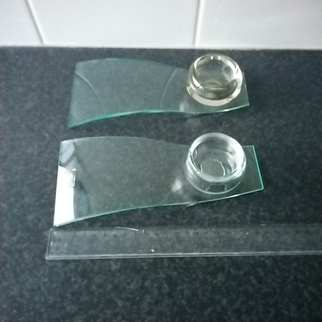 2 Peri glazen waxinelichthouders met uitloop, Huis en Inrichting, Gebruikt, Overige merken, Waxinelichthouder, Ophalen of Verzenden