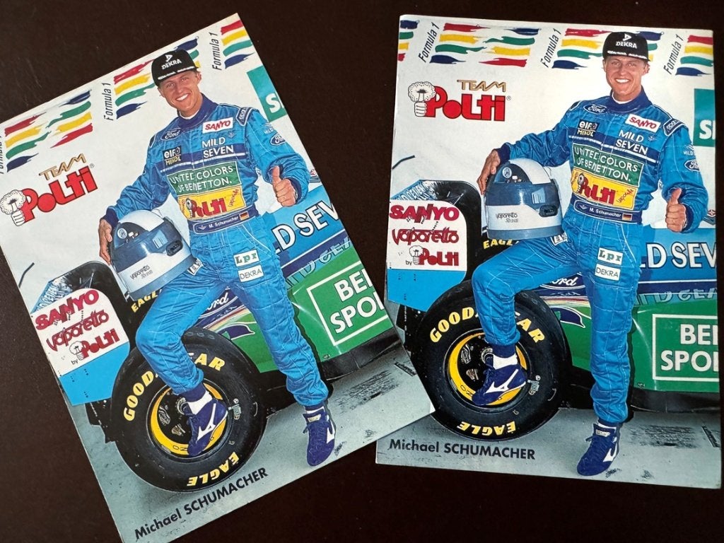 Fotokaarten MICHAEL SCHUMACHER Team Benetton-Polti, Ophalen of Verzenden, Zo goed als nieuw, Formule 1