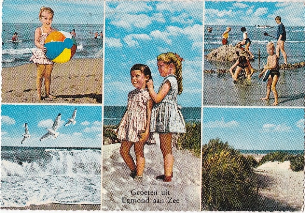 Egmond aan Zee - collage – kleur – gelopen - 1970, Verzenden, 1960 tot 1980, Gelopen, Noord-Holland