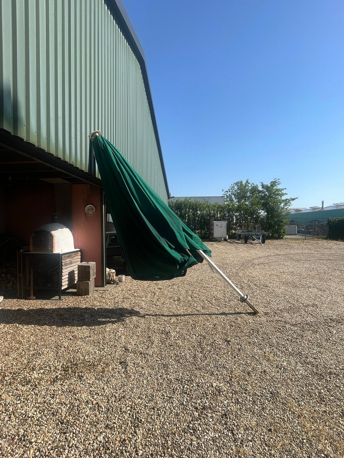 Grote professionele horeca parasol met aluminium frame, Ophalen, Gebruikt, Waterdicht, Stokparasol