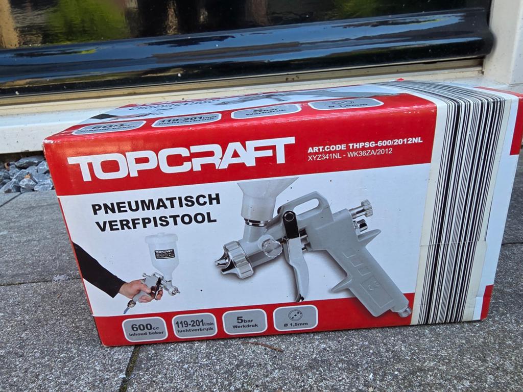 Topcraft verfpistool nieuw, Doe-het-zelf en Verbouw, Schildersmaterialen, Ophalen of Verzenden, Nieuw, Verfspuit of Verfpomp