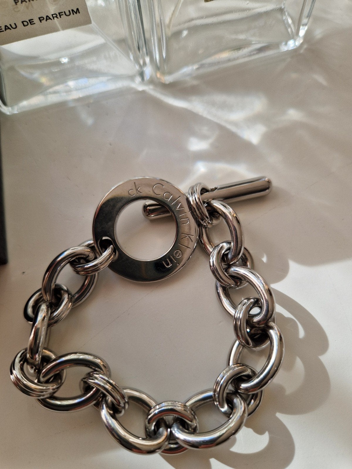 Calvin Klein armband, zilverkleurig, met Siebel doosje, Ophalen of Verzenden, Zo goed als nieuw, Zilver, Staal