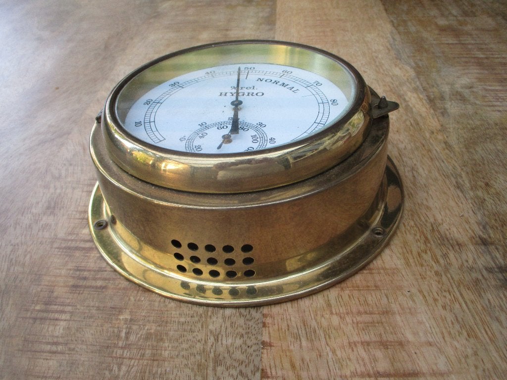 Messing Patrijspoort-Hygrometer,,v.a 55,00e, Ophalen of Verzenden, Gebruikt