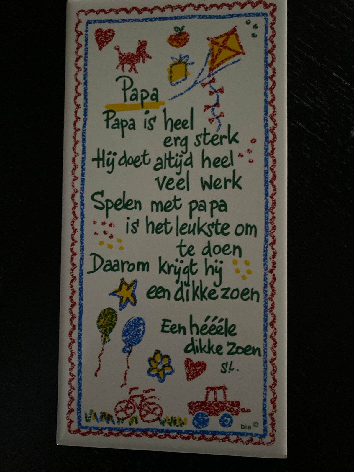 Tegel met gedicht voor papa - Decoratieve wandtegel, Ophalen