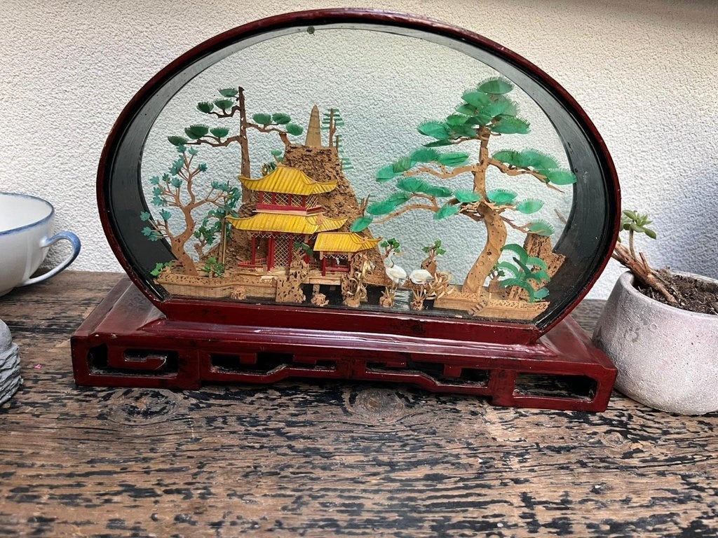 Chinees diorama handwerk pronkstuk Chinese, Ophalen of Verzenden