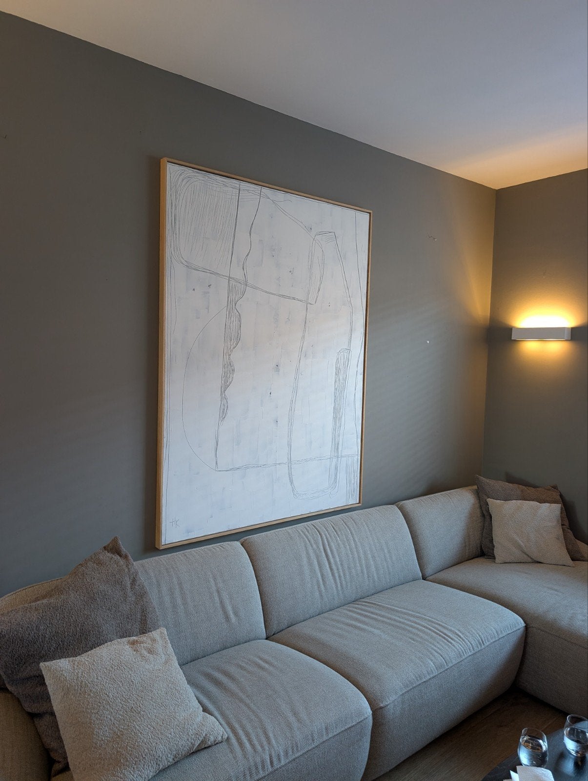 HKliving Art frame Brutalism white canvas 123cm x 163cm, Antiek en Kunst, Ophalen of Verzenden