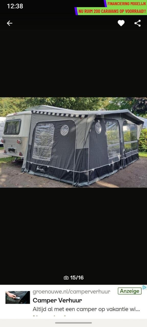 Eriba TOURING 560 STAPELBED + HEFDAK + VOORTENT + AUTARK, Bedrijf, 5 tot 6 meter, Eriba, Hordeur