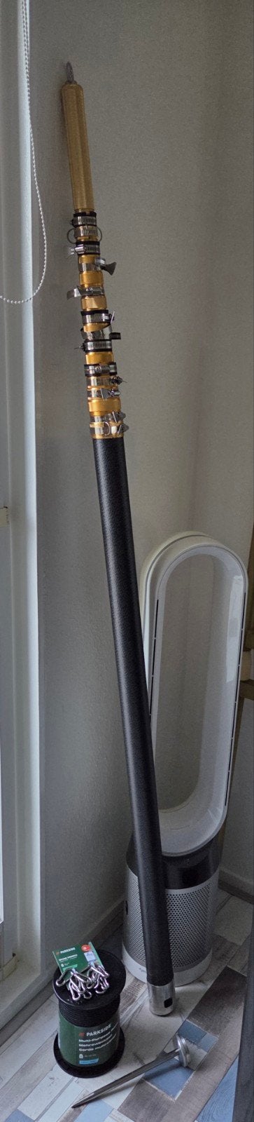 Antenne mast (extra sterk fiber)15mtr. uitschuifbaar, Ophalen, Mast