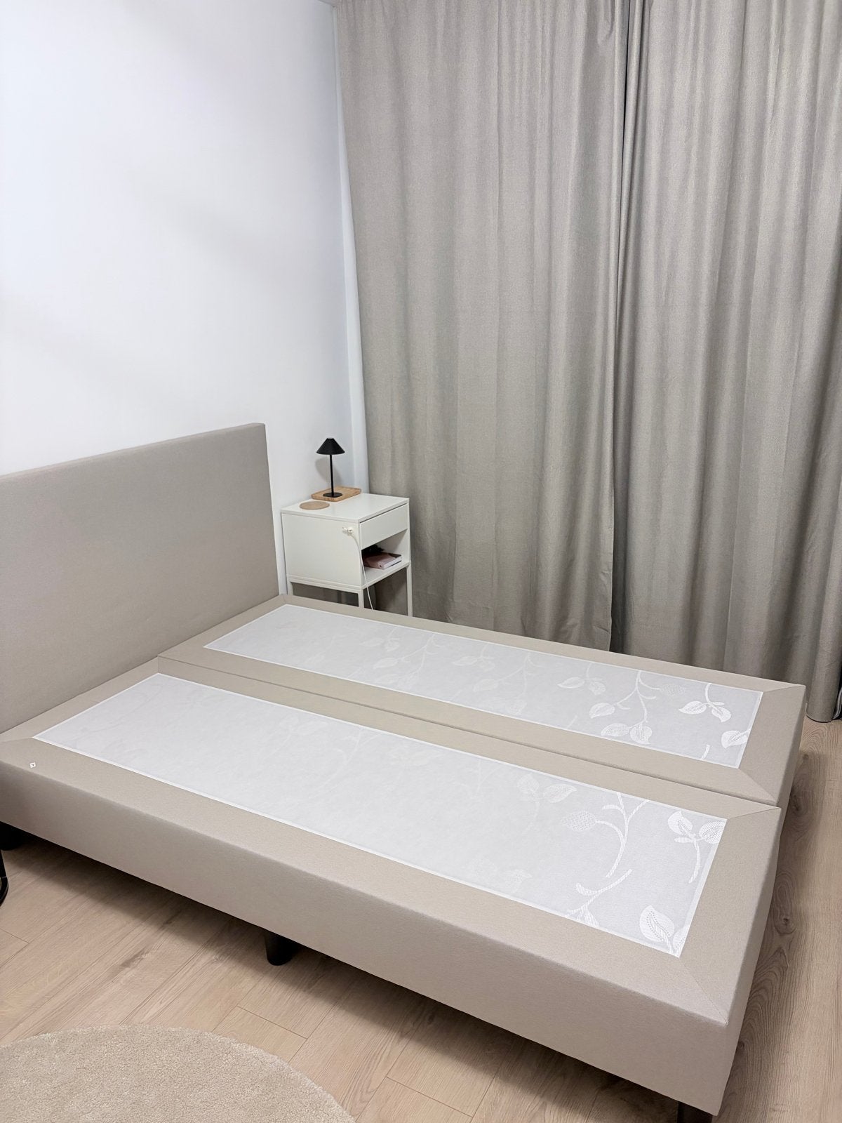 Boxspring Owen Plus (exclusief matras), Ophalen, Beige, Tweepersoons, 140 cm