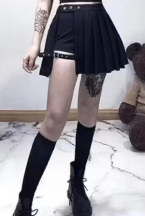 AltGoth Punk Mall Gothic rok afneembaar met katoen - Zwart, Kleding | Dames, Ophalen of Verzenden, Nieuw, Zwart, Boven de knie