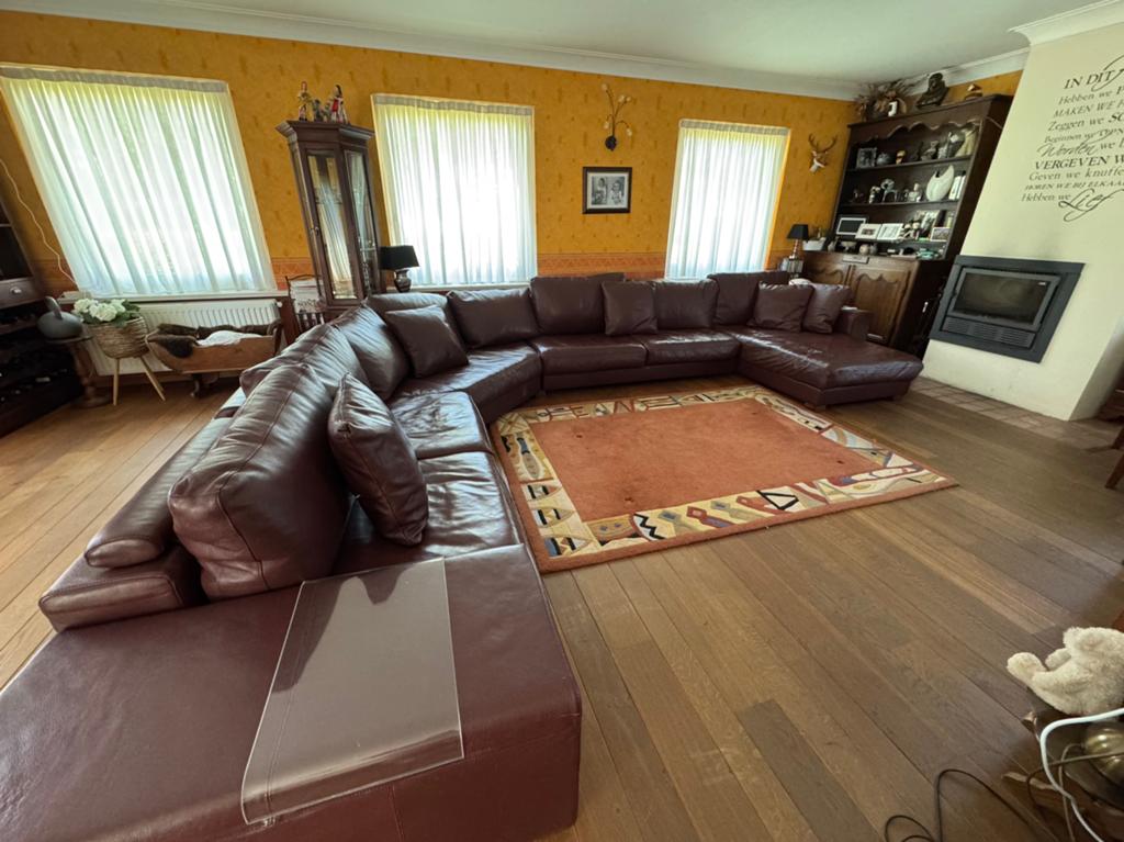 Bank kalfsleer natuzzi, Huis en Inrichting, Ophalen, 300 cm of meer, Leer, Zo goed als nieuw