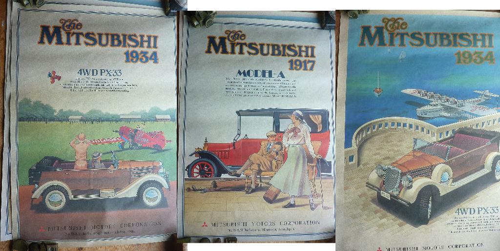 Mitsubishi 3x poster, Verzamelen, Posters, Deurposter of groter, Ophalen of Verzenden, Reclame, Rechthoekig Staand