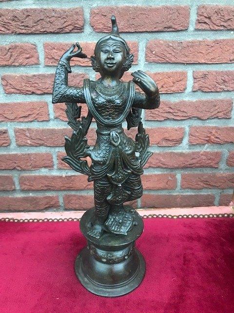 antiek Thais bronzen beeld, godin/ tempeldanseres, Ophalen of Verzenden, Brons