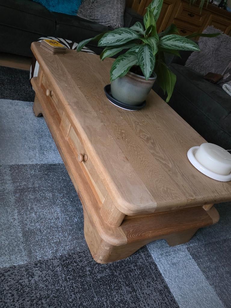 Salontafel 125 bij 65 bij 40 cm, Ophalen, 100 tot 150 cm, Eikenhout, 50 tot 100 cm