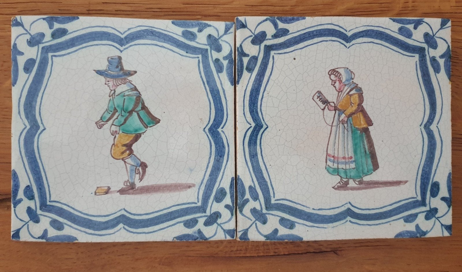 Antieke Hollandse Delfts Blauwe Tegels met Figuren, Ophalen of Verzenden