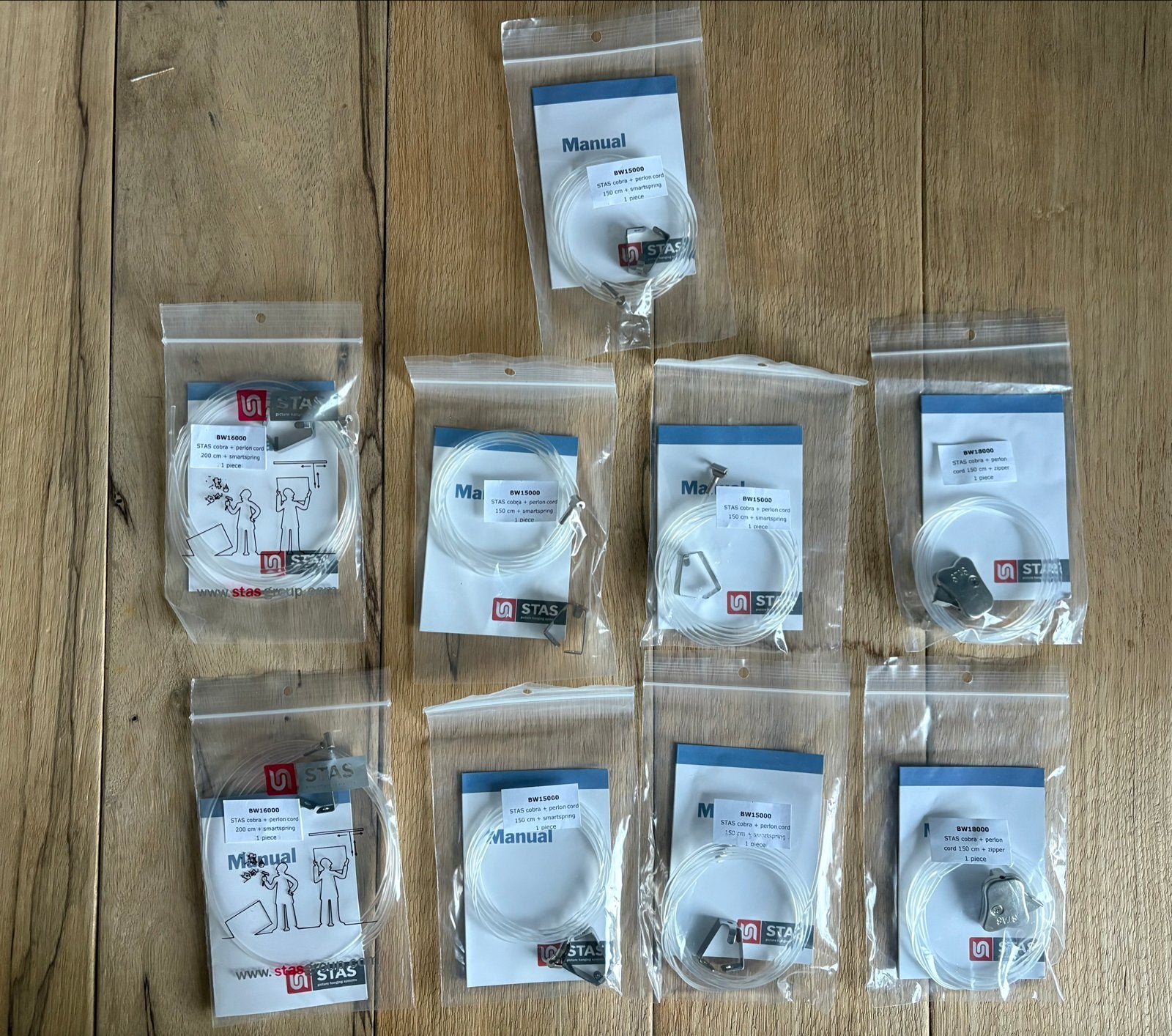 STAS ophangsysteem: perlon koorden en smartspring/zipper, Verzenden, Nieuw, Wit, Kunststof