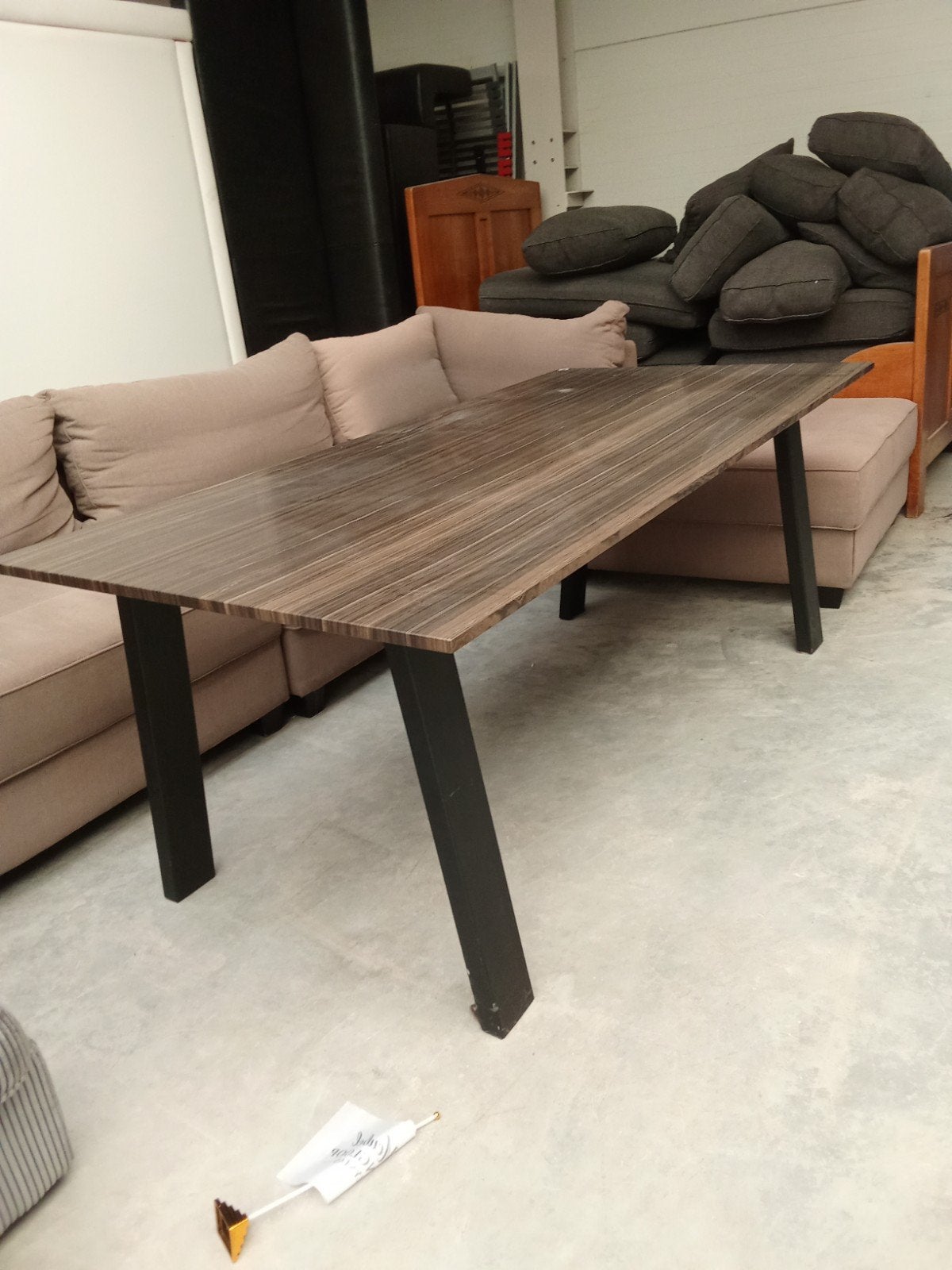 Marmeren eettafel met stalen onderstel 190x*90cm, ., Overige materialen, 200 cm of meer, Zo goed als nieuw