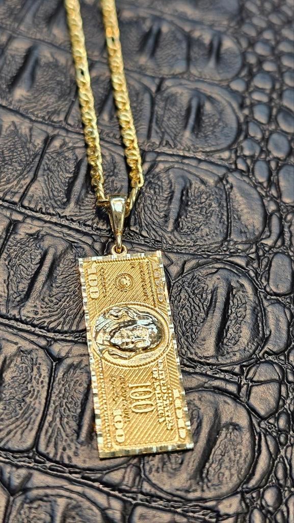 Prachtige kettingen met dollar hanger 14karaat goud, Ophalen of Verzenden, Nieuw, Goud, Goud