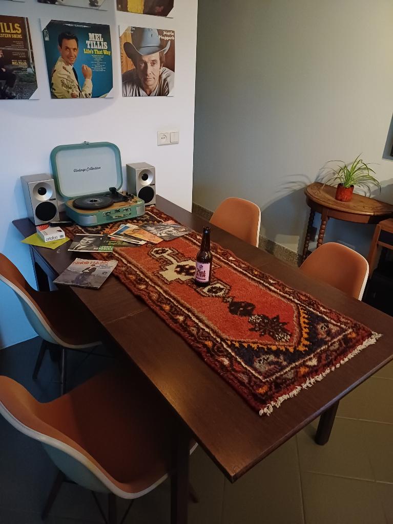 Tafelkleed Cafékleed vintage Perzisch kleed 137 x 51 cm., Ophalen of Verzenden, Gebruikt, Rechthoek