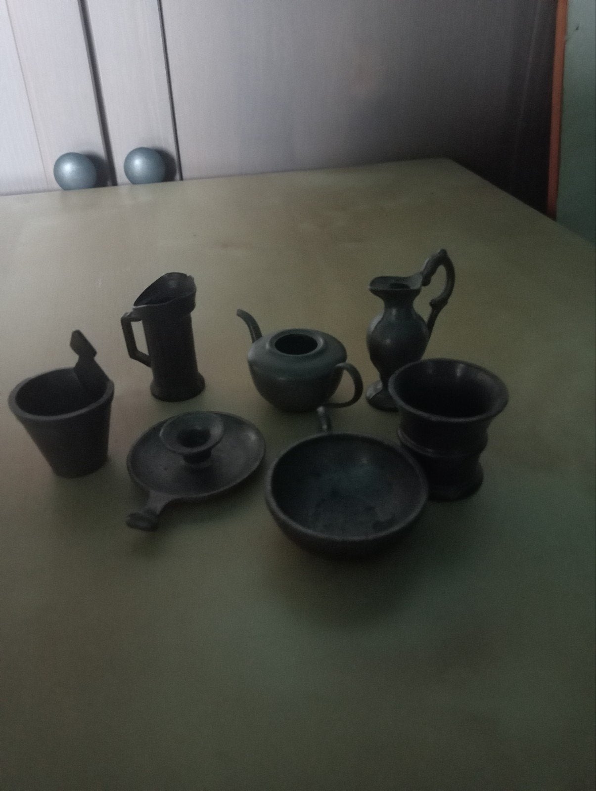 Miniatuur tinnen theeservies - 7-delig, Ophalen of Verzenden
