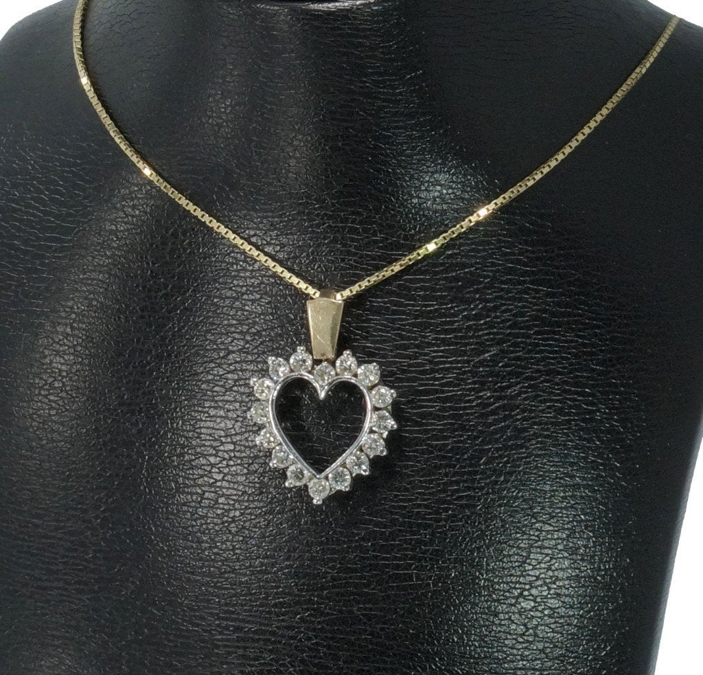 Hart 16 diamanten luxe 14k gouden ketting hanger briljant, Voordeelsieraden, Ophalen of Verzenden, Zo goed als nieuw, Hart