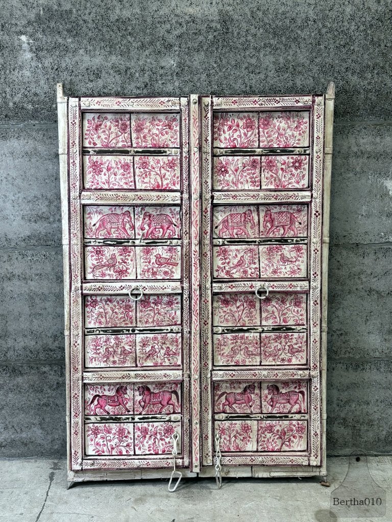 Geweldig mooie Indiase oude poort handbeschilderd, Ophalen, 120 cm of meer, Binnendeur, Minder dan 200 cm