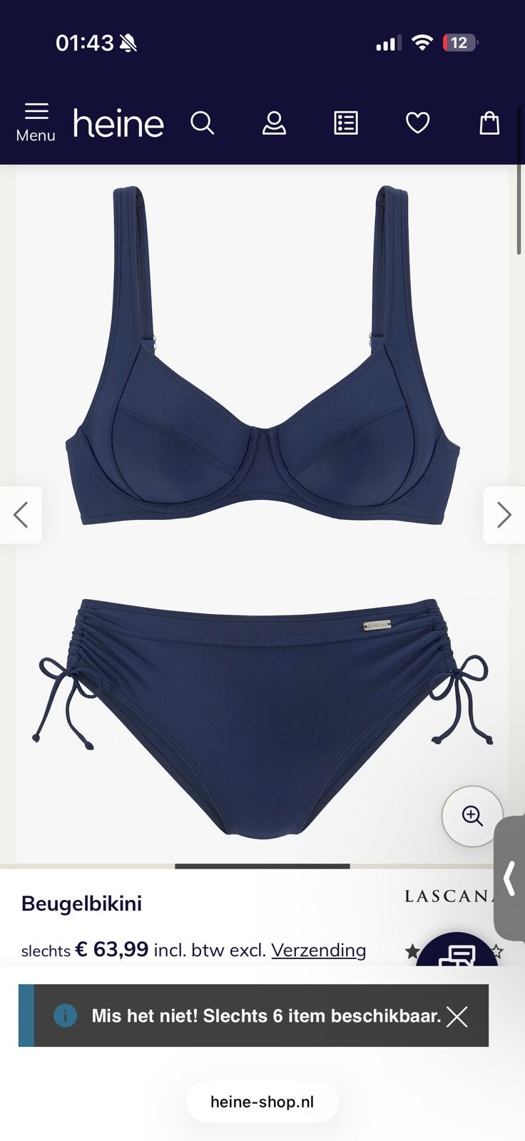 Lascana beugelbikini set, Kleding | Dames, Badmode en Zwemkleding, Ophalen of Verzenden, Zo goed als nieuw, Bikini