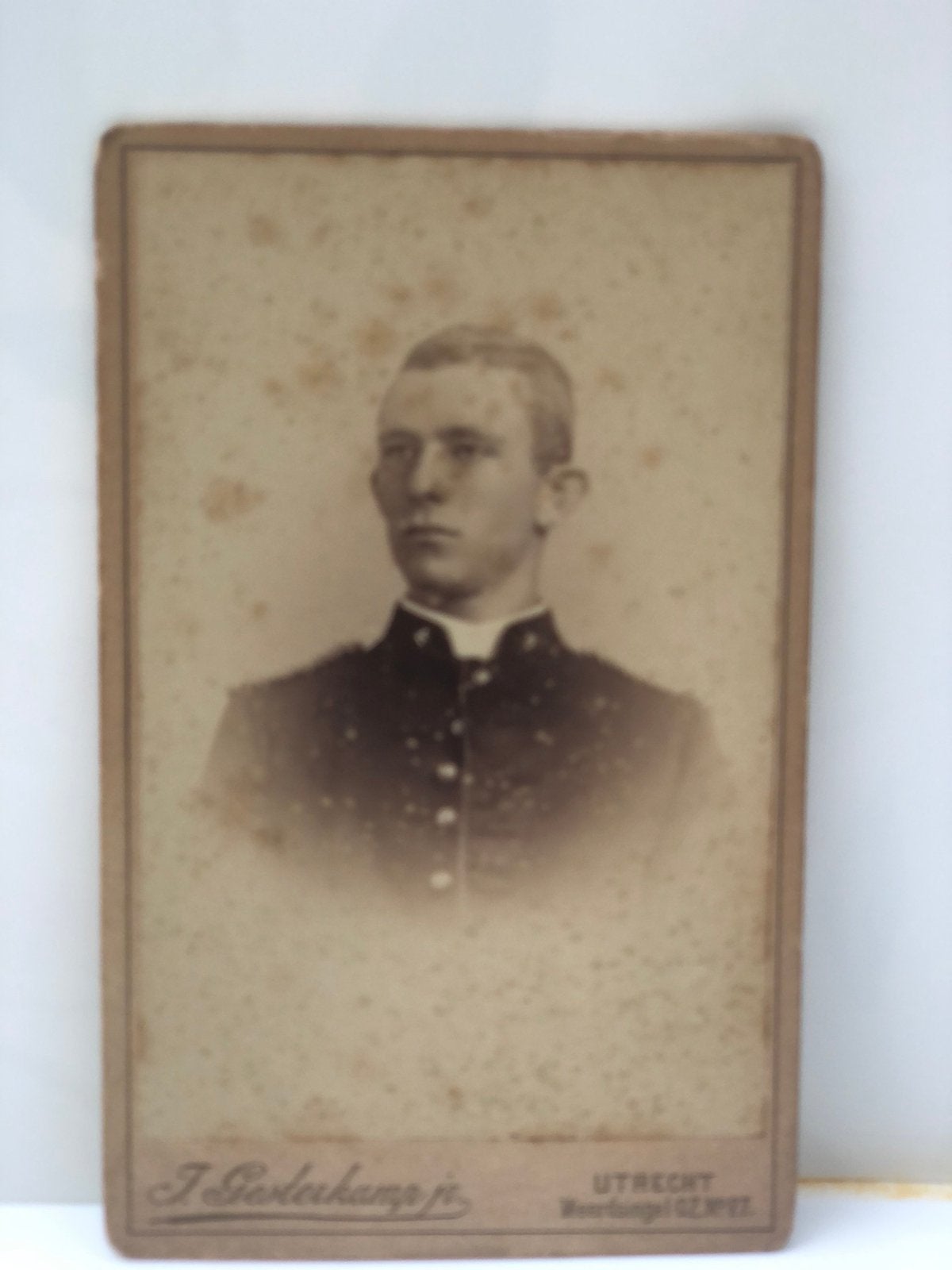 Carte de viste KNIL officier 1892, Verzamelen, Ophalen of Verzenden, Voor 1940, Gebruikt, Overige onderwerpen