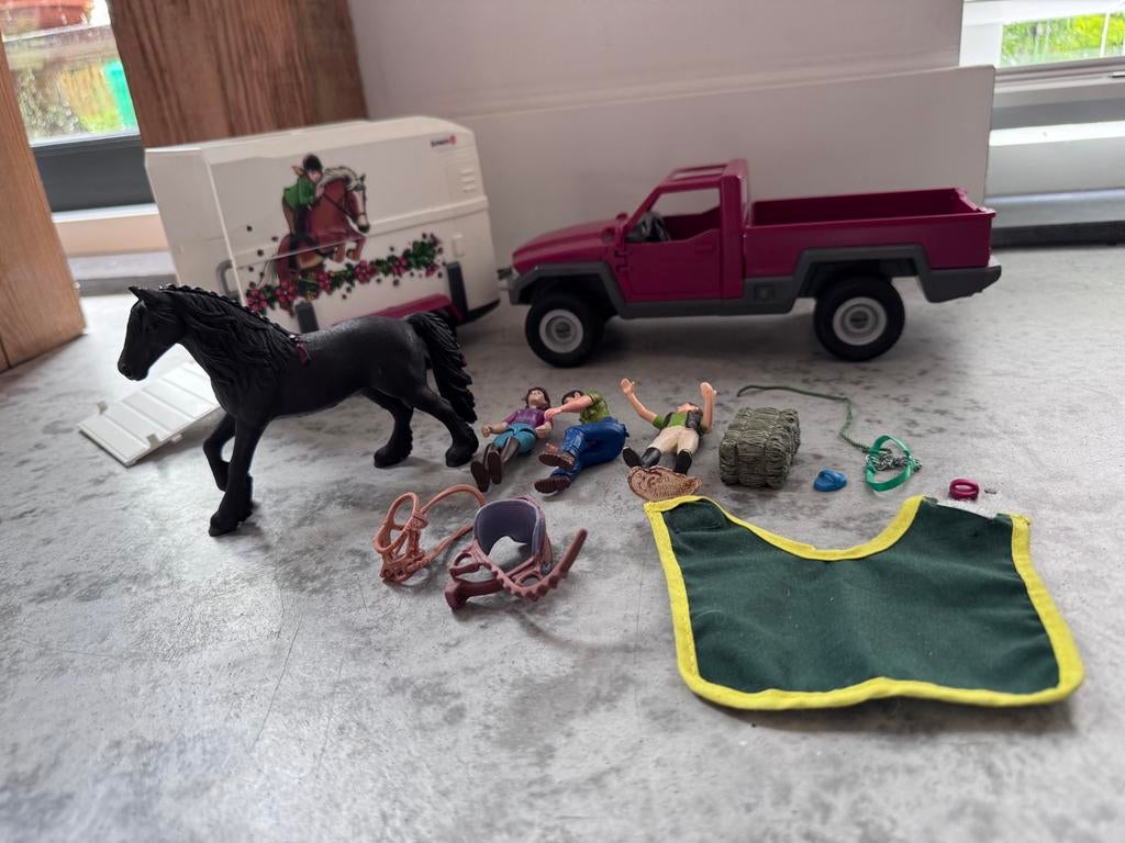 Schleich Paardentrailer met Pick-up en Paardenset, Ophalen, Gebruikt