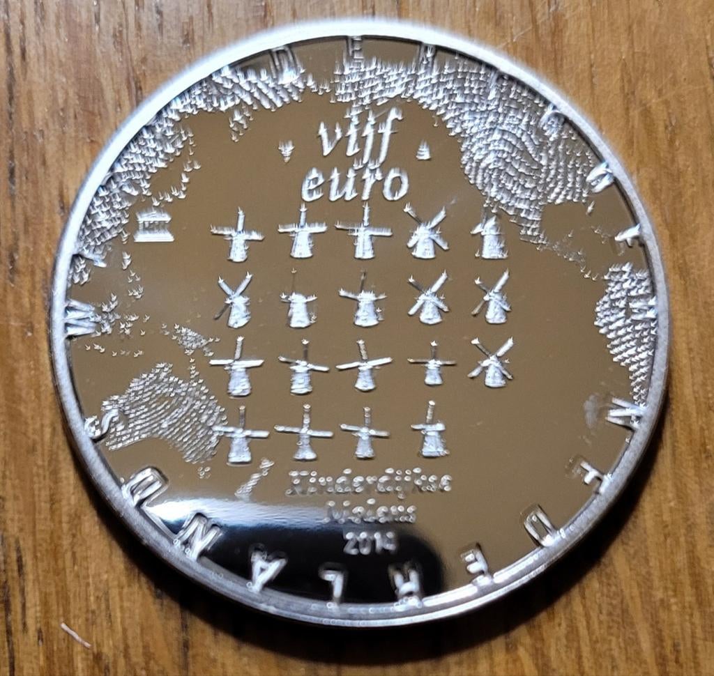 Nederland 5 Euro Munt 2014 - Windmolens, Ophalen of Verzenden, Koningin Beatrix, Euro's, Losse munt