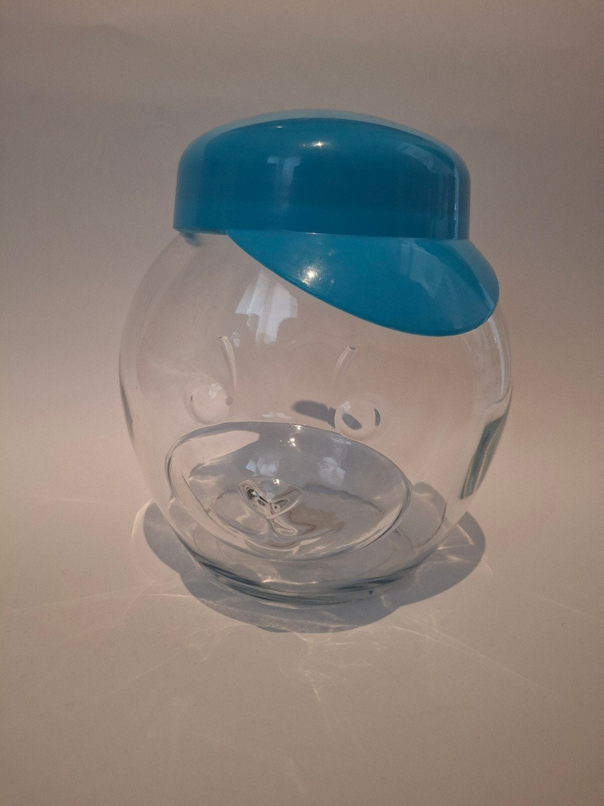 Glazen voorraadpot beer met pet / blauwe deksel - Pasabahce, Ophalen of Verzenden, Zo goed als nieuw, Voorraadpot, Overige merken
