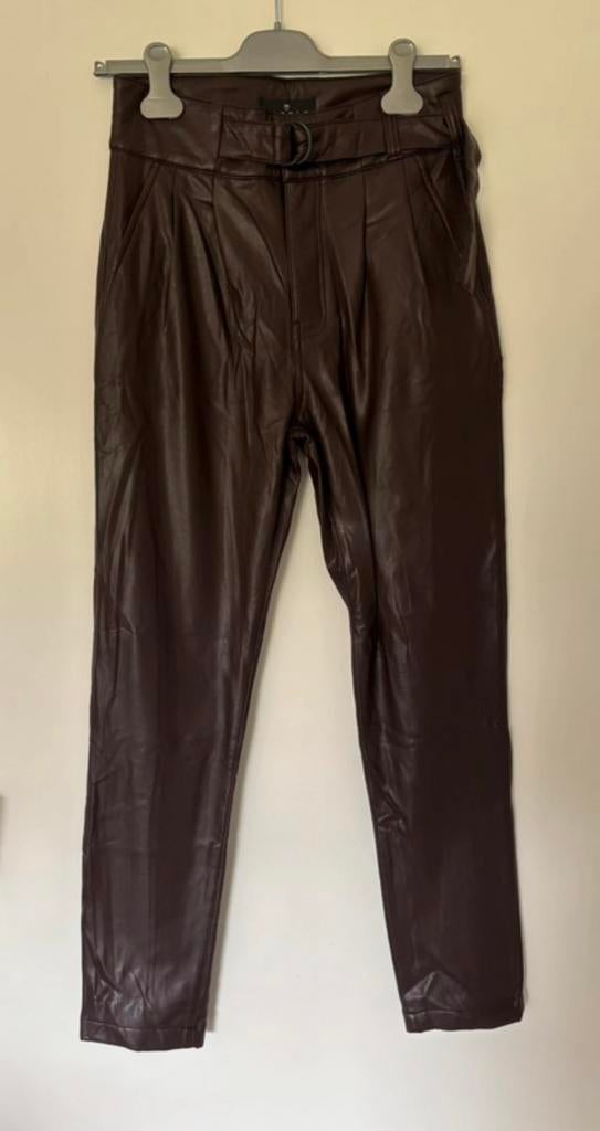 Nieuw!  Florez Scarlett leather look broek – donkerbruin, Bruin, Nieuw, Ophalen of Verzenden, Maat 36 (S)