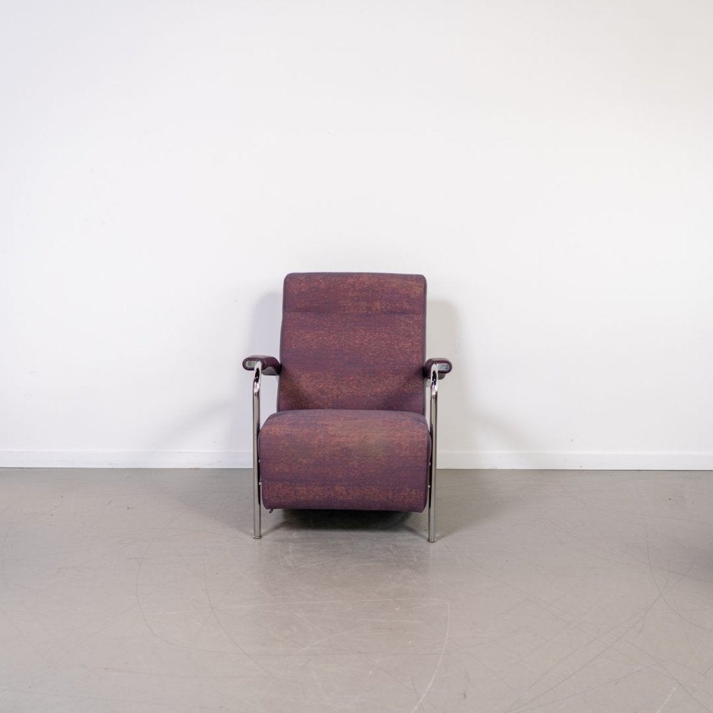 Leolux Scylla Hoog Fauteuil Paars Stof/Paars Leer, Niet ingevuld, Leolux, Niet ingevuld, 75 tot 100 cm