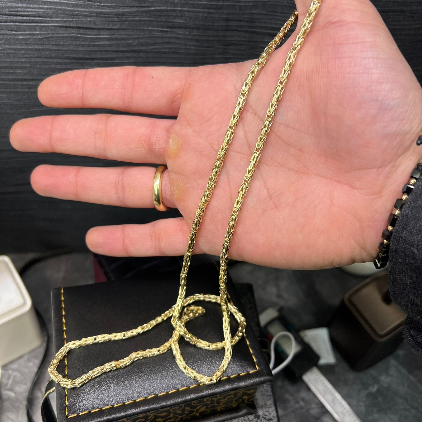 14k gouden koningsketting prachtig ketting schakel italy, Ophalen of Verzenden, Zo goed als nieuw, Goud