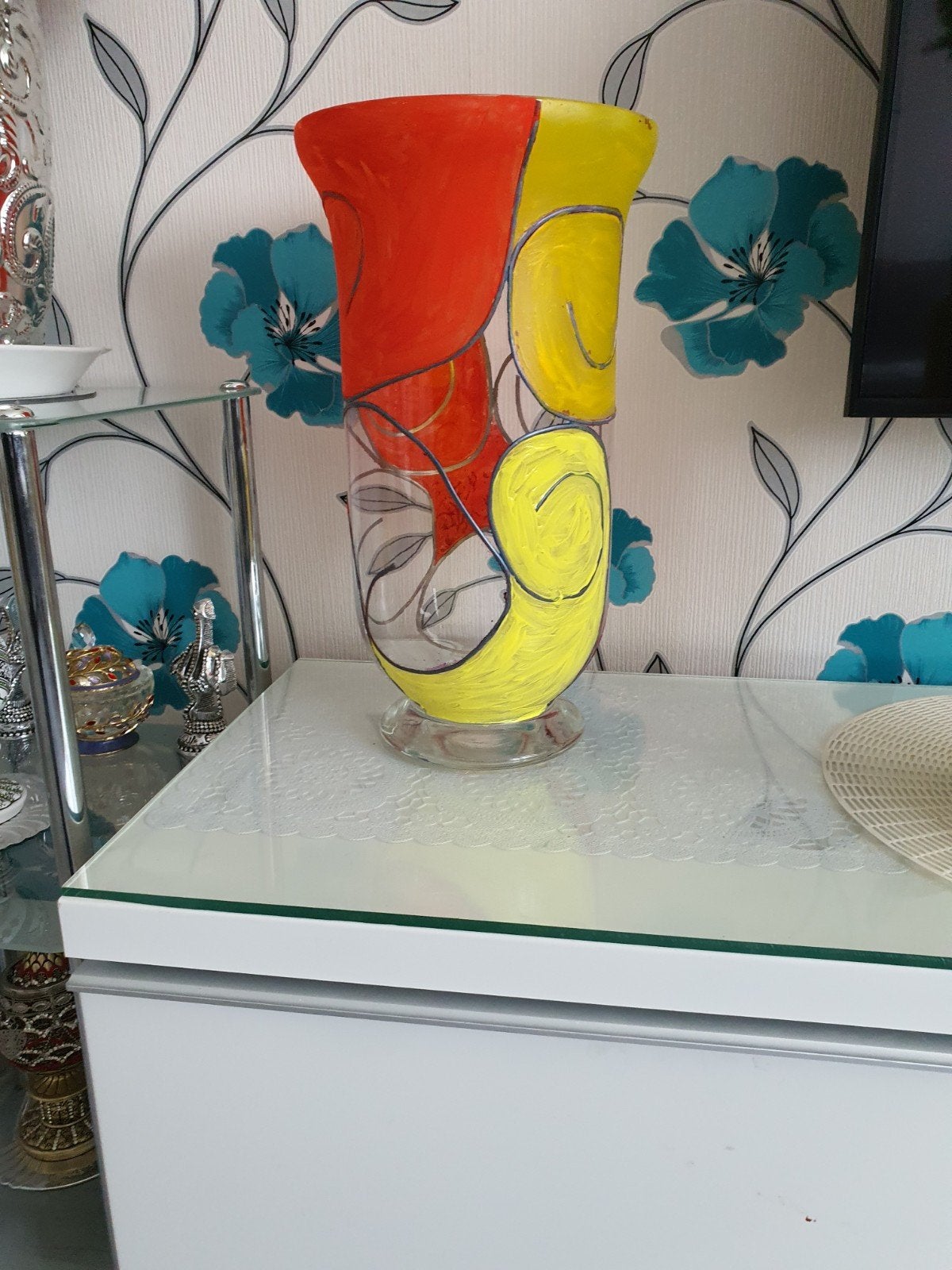Glas in lood vaas, Ophalen of Verzenden