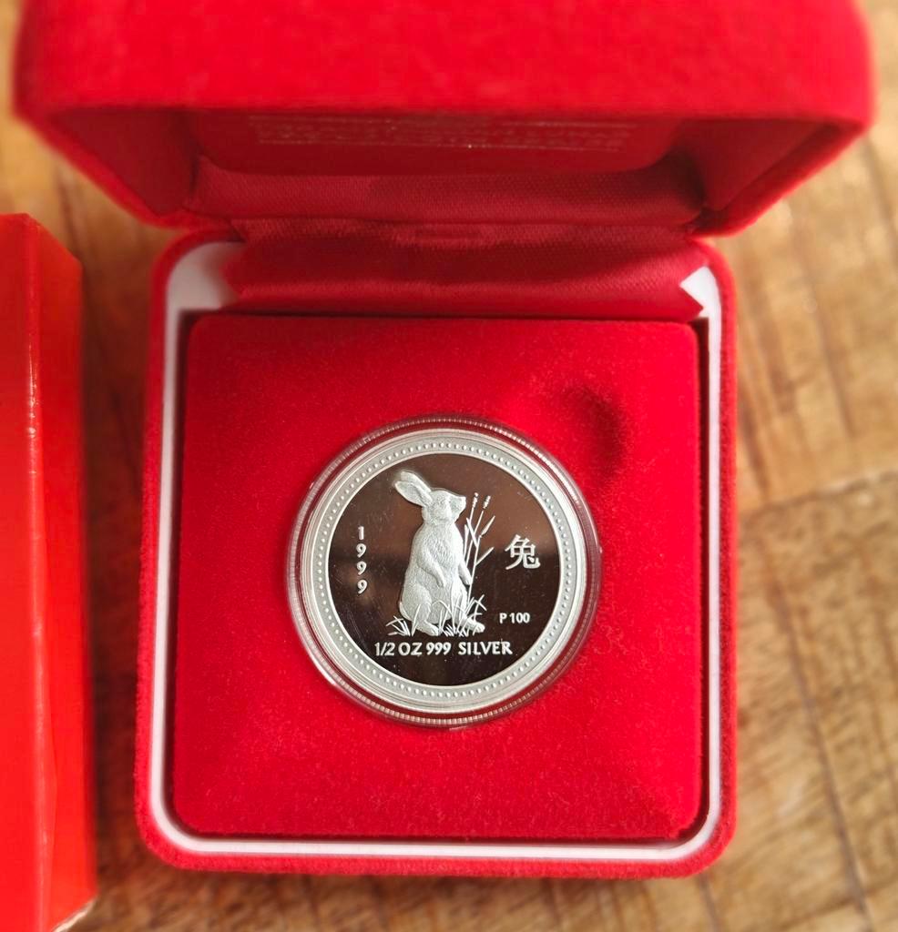 1999 Lunar Rabbit Proof 1/2 oz Oplage 1490 Compleet, Ophalen of Verzenden