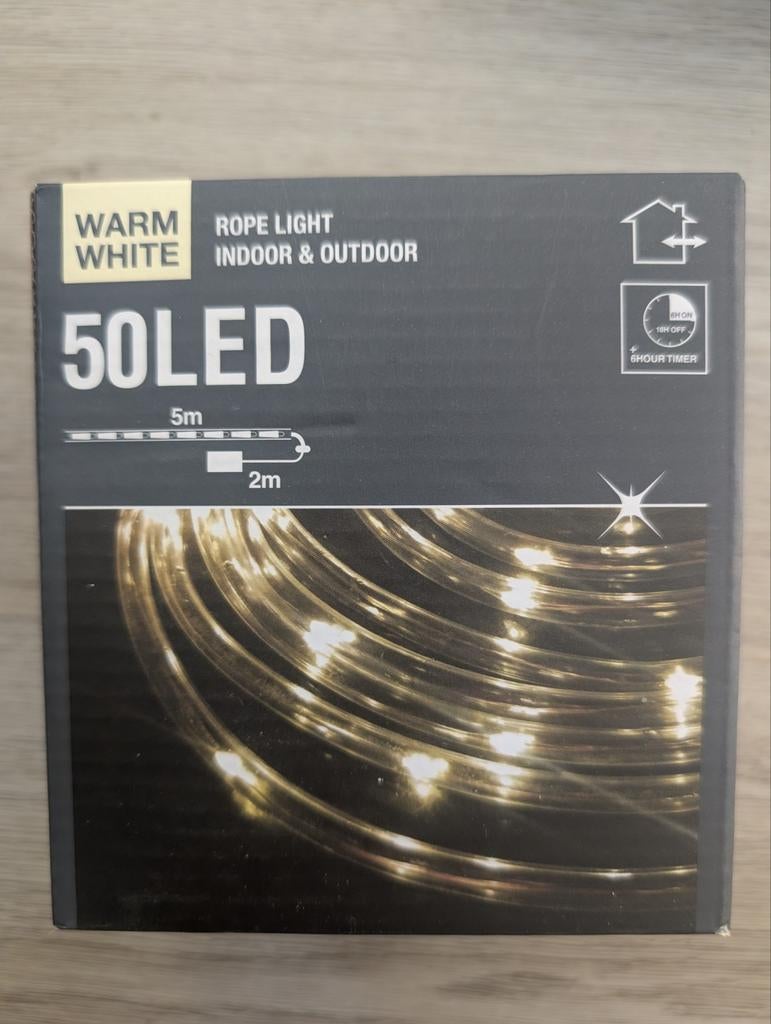 LED Lichtslang Warm Wit 50 LED's - 5m Binnen&Buiten Geschikt, Kunststof, Minder dan 50 watt, Nieuw, Ophalen of Verzenden