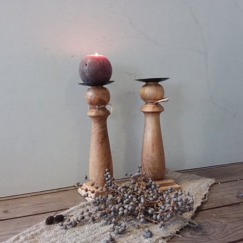 Kandelaar hout of oud hout blikvanger sfeervolle accessoires, Huis en Inrichting, Woonaccessoires | Kandelaars en Kaarsen, Bruin
