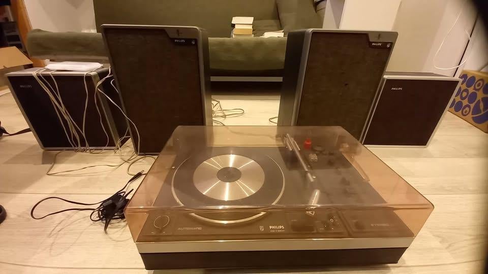Vintage Philips Set GF661 Platenspeler +22RH453 Luidsprekers, Ophalen, Philips, Gebruikt, Automatisch