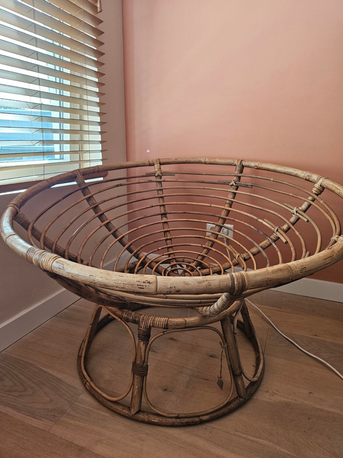 Vintage Rotan Papasan Stoel, Huis en Inrichting, Stoelen, Ophalen, Gebruikt, Bruin, Vintage, Bohemian, Retro