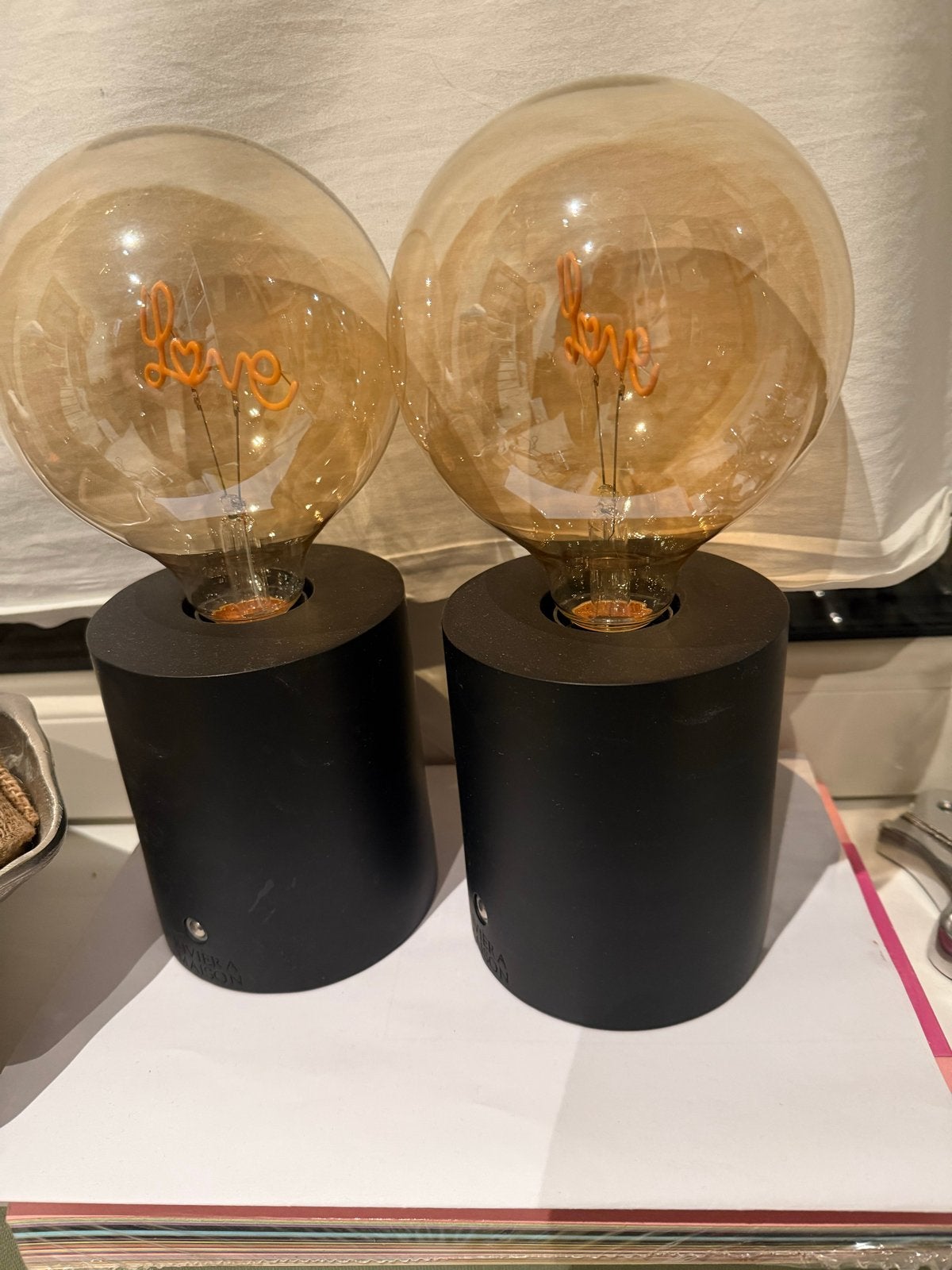 Riviera Maison Love Lampen - Set van 2, Metaal, Ophalen of Verzenden, Zo goed als nieuw, Modern
