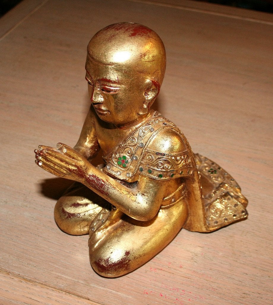 Verguld bouddha beeldje uit Birma, Ophalen of Verzenden