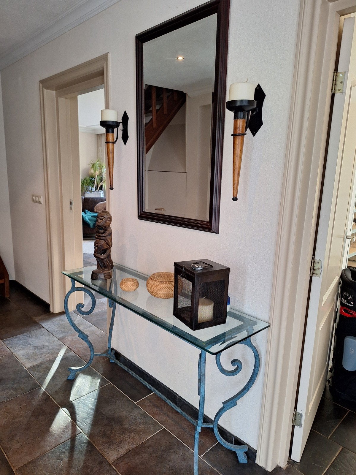 side table met spiegel en kandelaars, Ophalen, Minder dan 50 cm, Zo goed als nieuw, Minder dan 100 cm