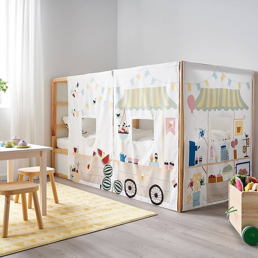IKEA KURA Bedgordijn - Marktkraam, Kinderen en Baby's, Kinderkamer | Stapelbedden en Hoogslapers, Ophalen, Zo goed als nieuw