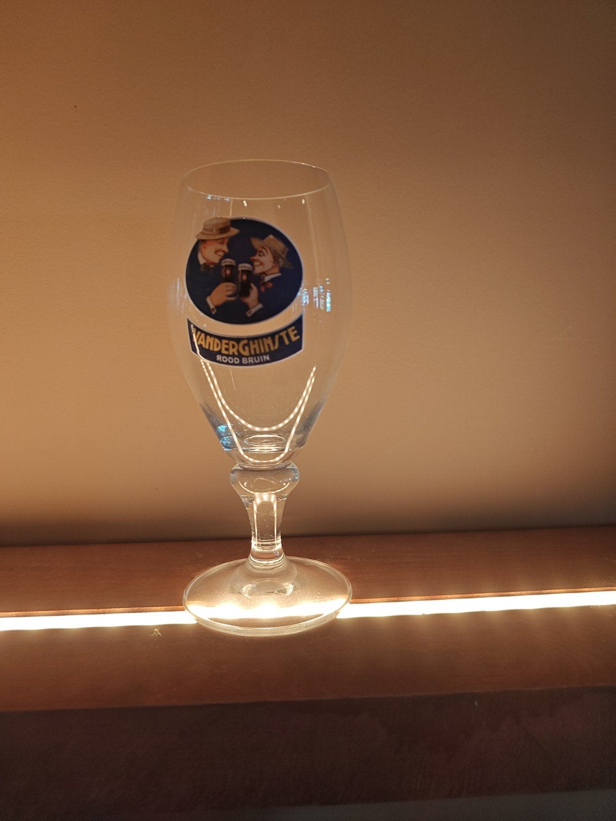 5x Vanderghinste Rood Bruin bierglas op voet, Verzenden, Zo goed als nieuw
