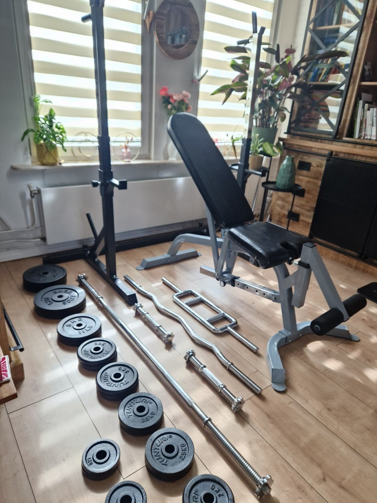compleet fitness set, Sport en Fitness, Fitnessmaterialen, Ophalen, Zo goed als nieuw, Fitnessbank