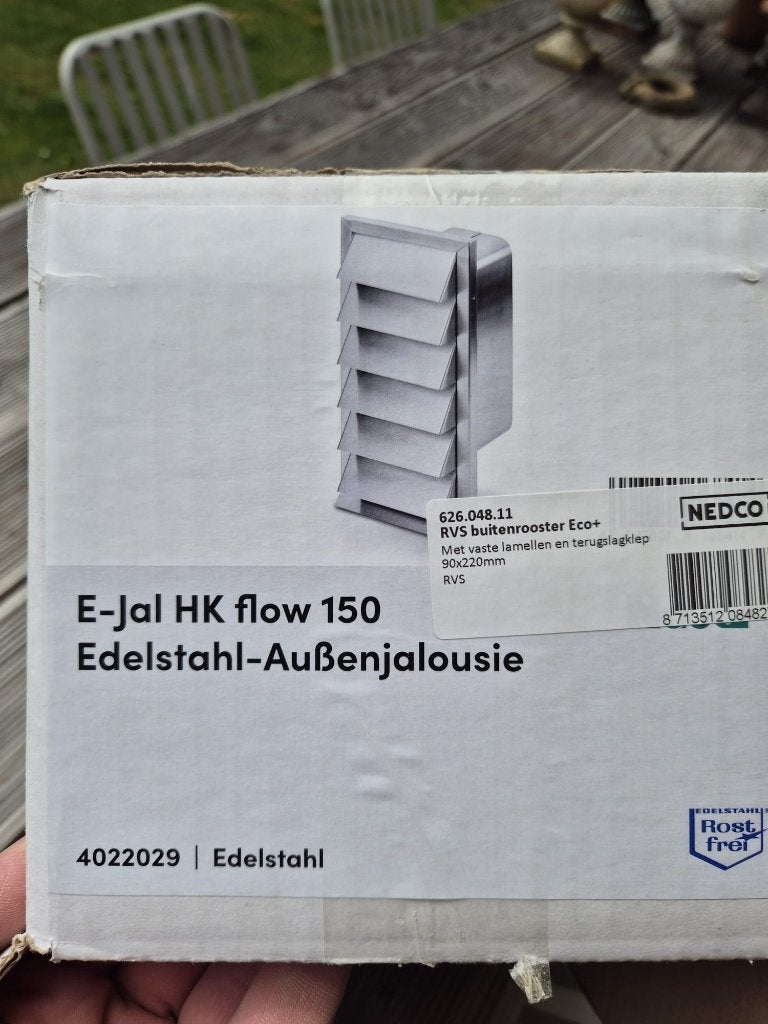 RVS buiten overdrukrooster vaste lamellen terugslagklep, Ophalen of Verzenden, Nieuw, Ventilator en Afzuiger